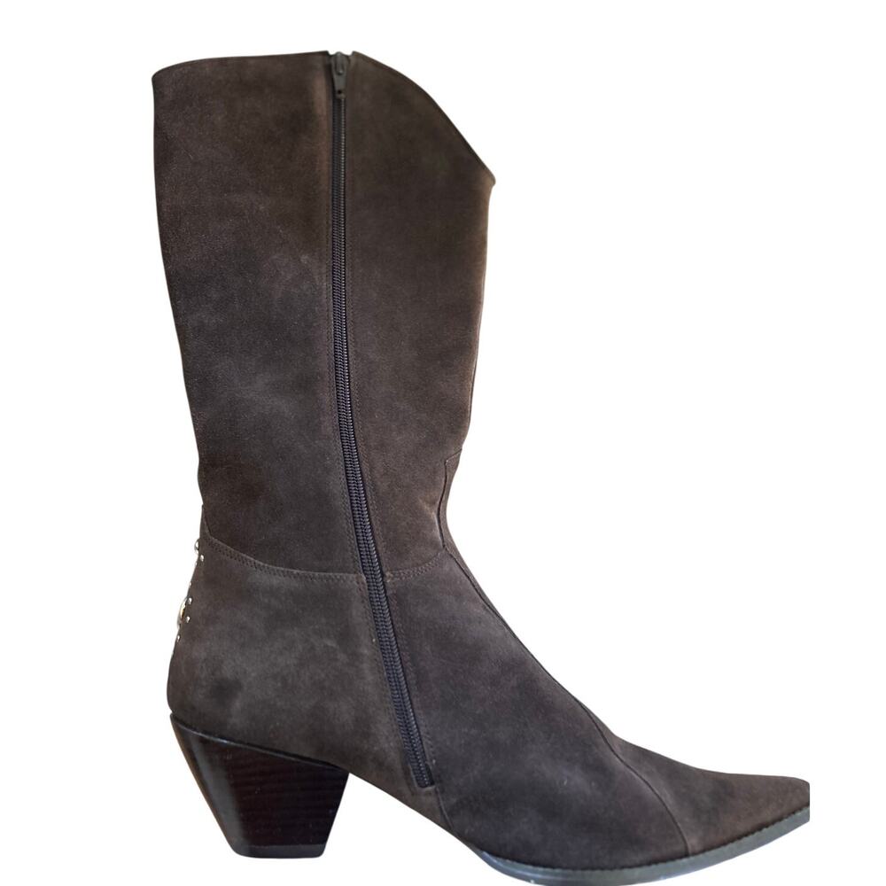 Pazzo Sioux Chocolate Brown Suede Rhinestone Embellished Cowboy Boots - Picture 5 of 12